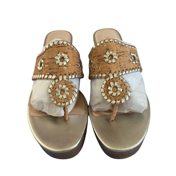 NWT JACK ROGERS- Jacks Mid Wedge-Stacked-Metallic Cork SZ: 8M - Picture 1 of 6
